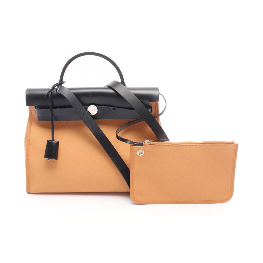 Hermes Herbag Zip PM Natural Sable Handbag, Canvas Leather Vache Hunter Toile...
